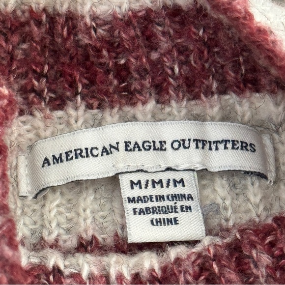 American Eagle Outfitter Stripe Wine Read and Light Brown Sweater Size Medium - Picture 8 of 12